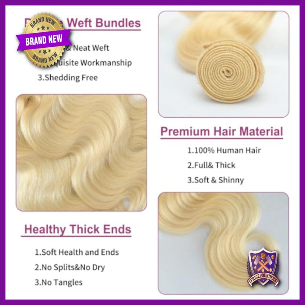 22 Inch Human Hair Extensions Body Wave Bundle Raw Indian Hair - Picture 3 of 6